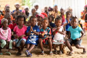 A group of children at the outreach event